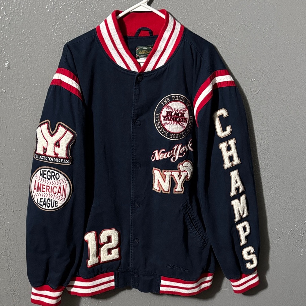 Rare Vintage Black negro league Yankees bomber varsity jacket
